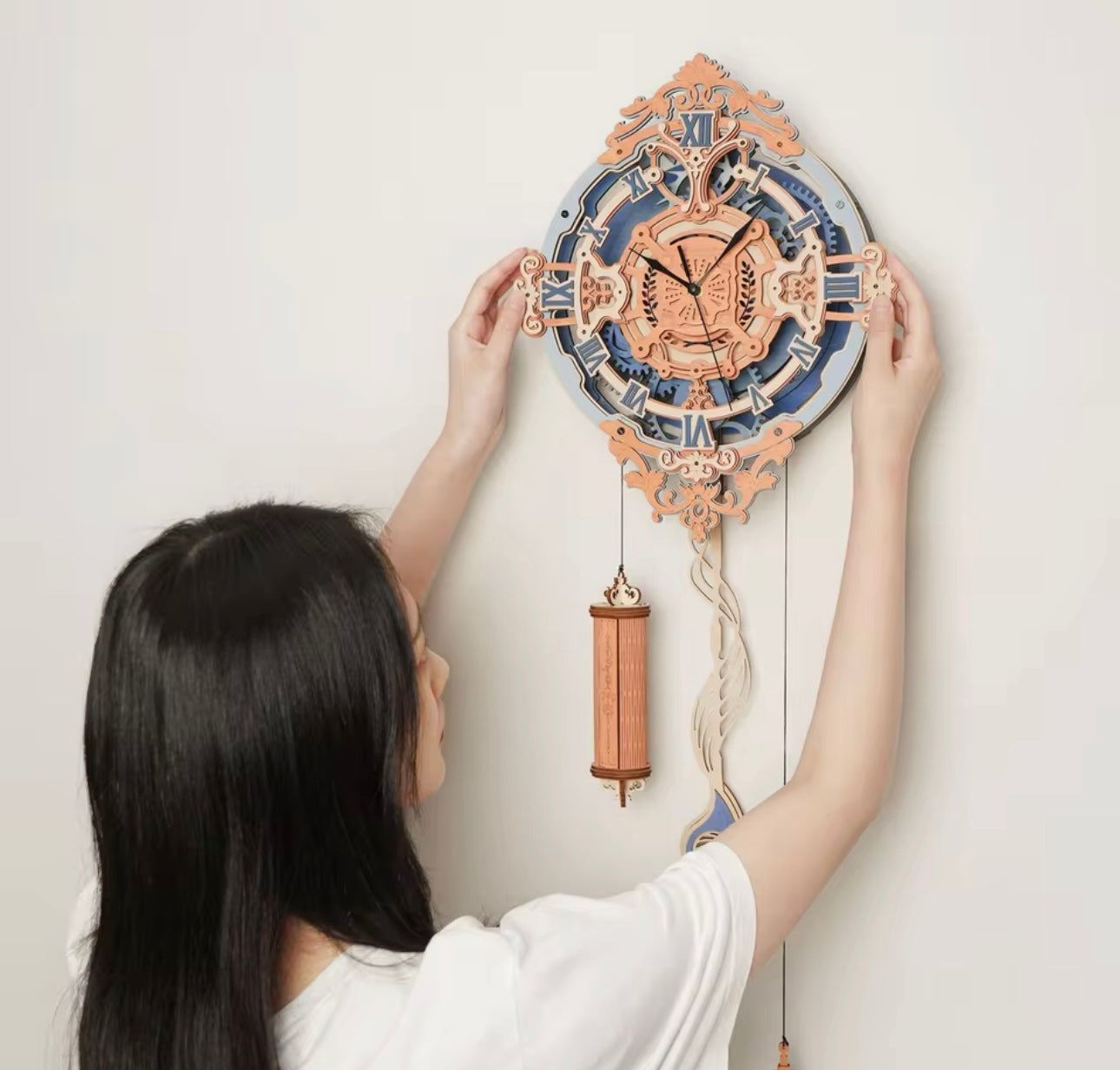 3D Wooden Puzzle Wall Clock – DIY Mechanical Model Kit
