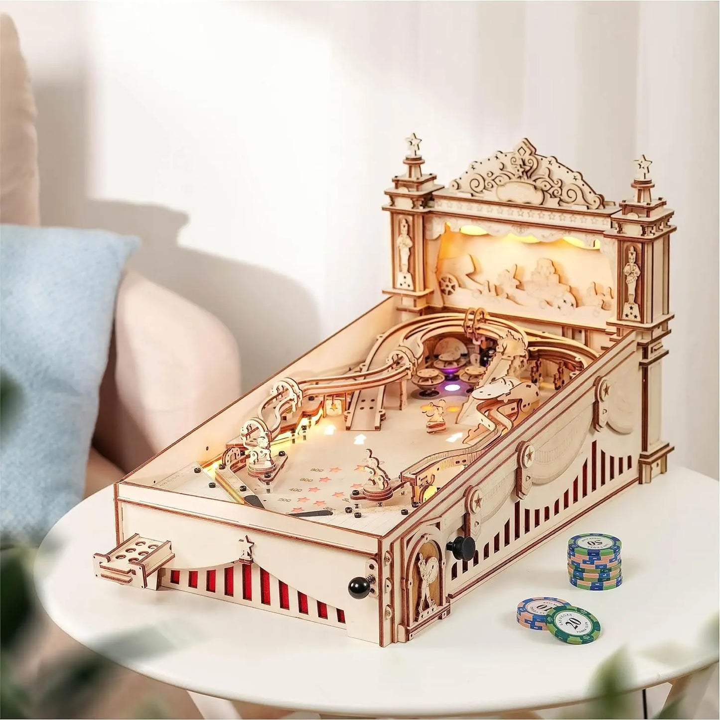 Rokr 3D Wooden Puzzle Pinball Machine - Interactive Building Kit