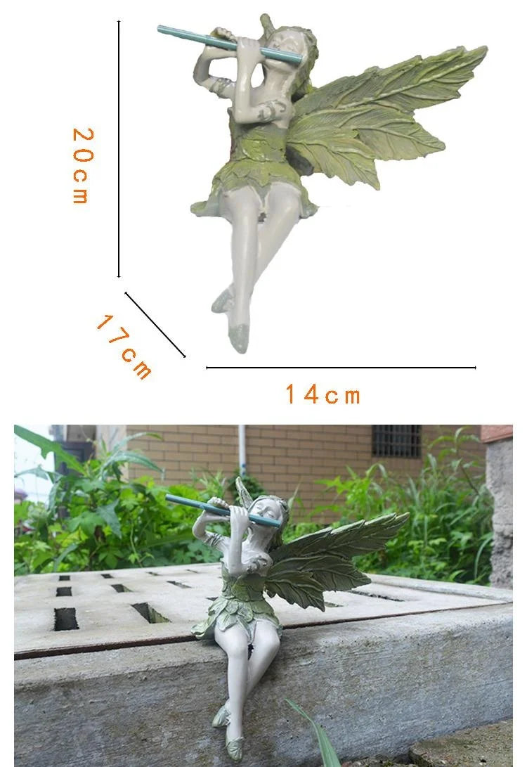 Enchanted Flute Fairy Statue - Pastoral Resin Garden Sculpture