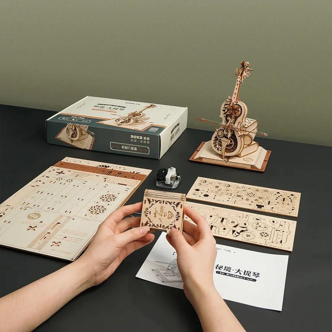 HarmonyCraft 3D Cello Puzzle - Mechanical Music Box Toy
