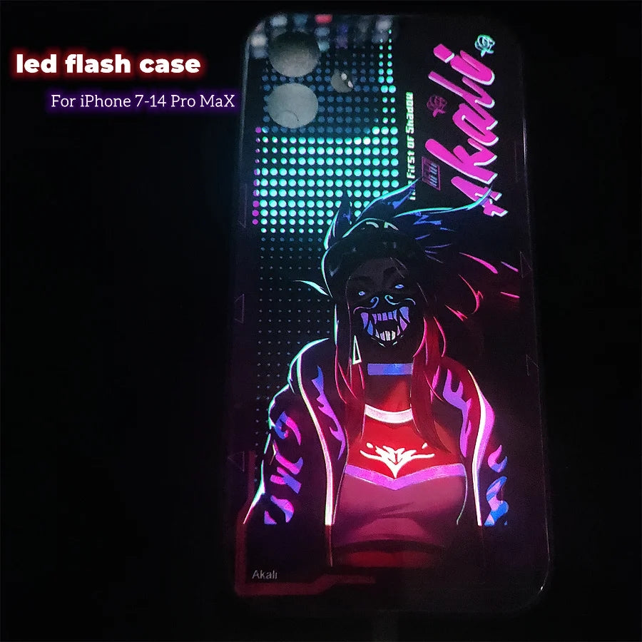 Akali LED Flame Anime Phone Case for Samsung - Light Up Your Style!