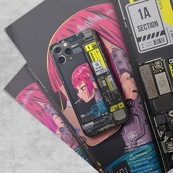 Songbird LED Phone Case - Neon Cyberpunk Art