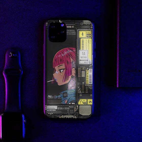 Songbird LED Phone Case - Neon Cyberpunk Art