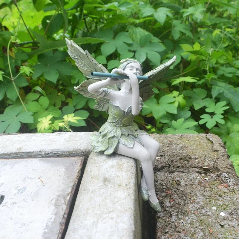 Enchanted Flute Fairy Statue - Pastoral Resin Garden Sculpture