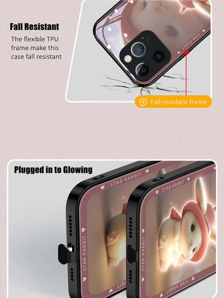 Cute Rabbit LED Light Up Phone Case for iPhone - Luminous & Protective