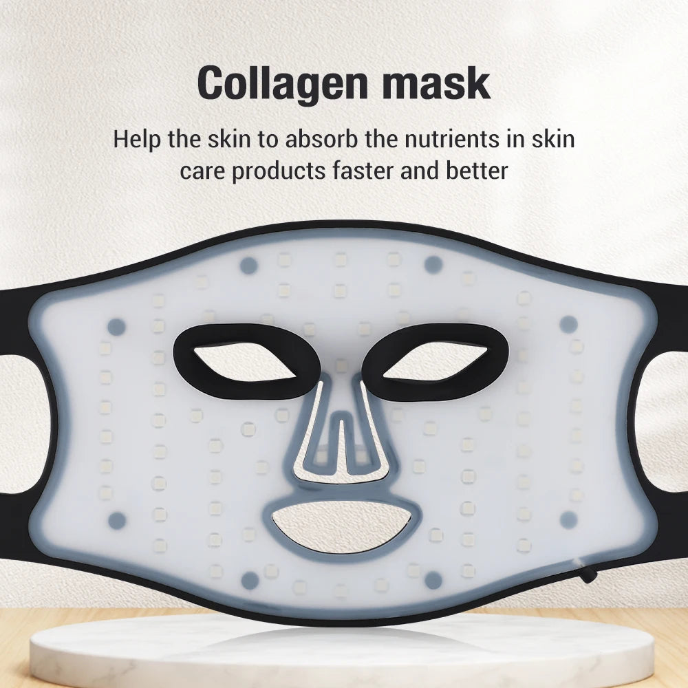 Silicone Photon Therapy Mask - 4-Color LED Light Treatment for Rejuvenation & Anti-Aging