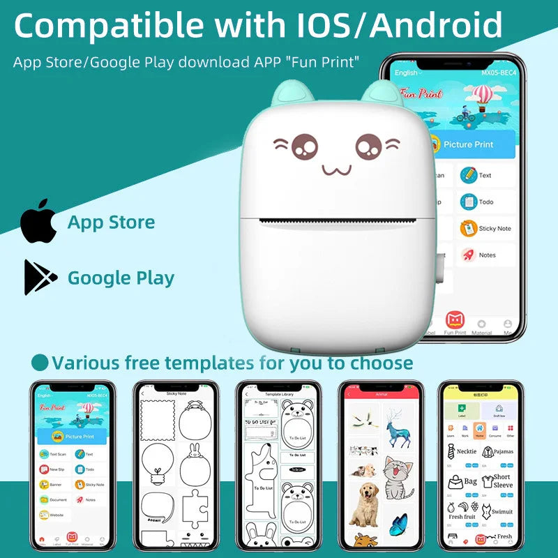 PrintPal Mini: Kids' Portable Thermal Printer – Fun & Compact Mobile Printing