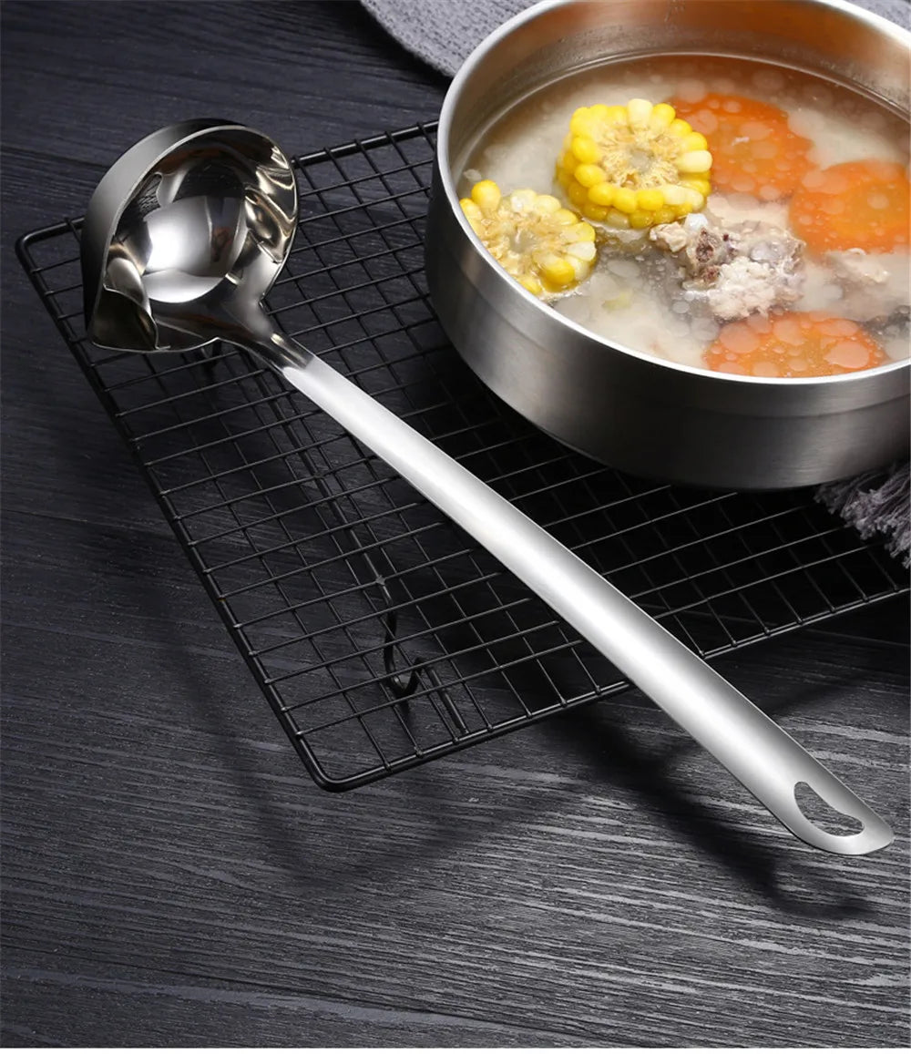 PGY Stainless Steel Soup Fat Separator Ladle - Premium 304 Grade, Multi-Functional Kitchen Tool
