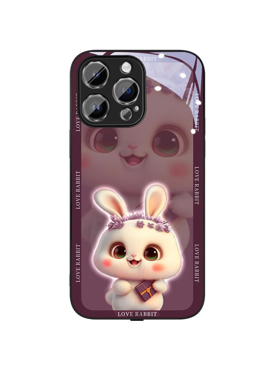 Bright Bunny LED Case - Luminous Tempered Glass Cover for iPhone