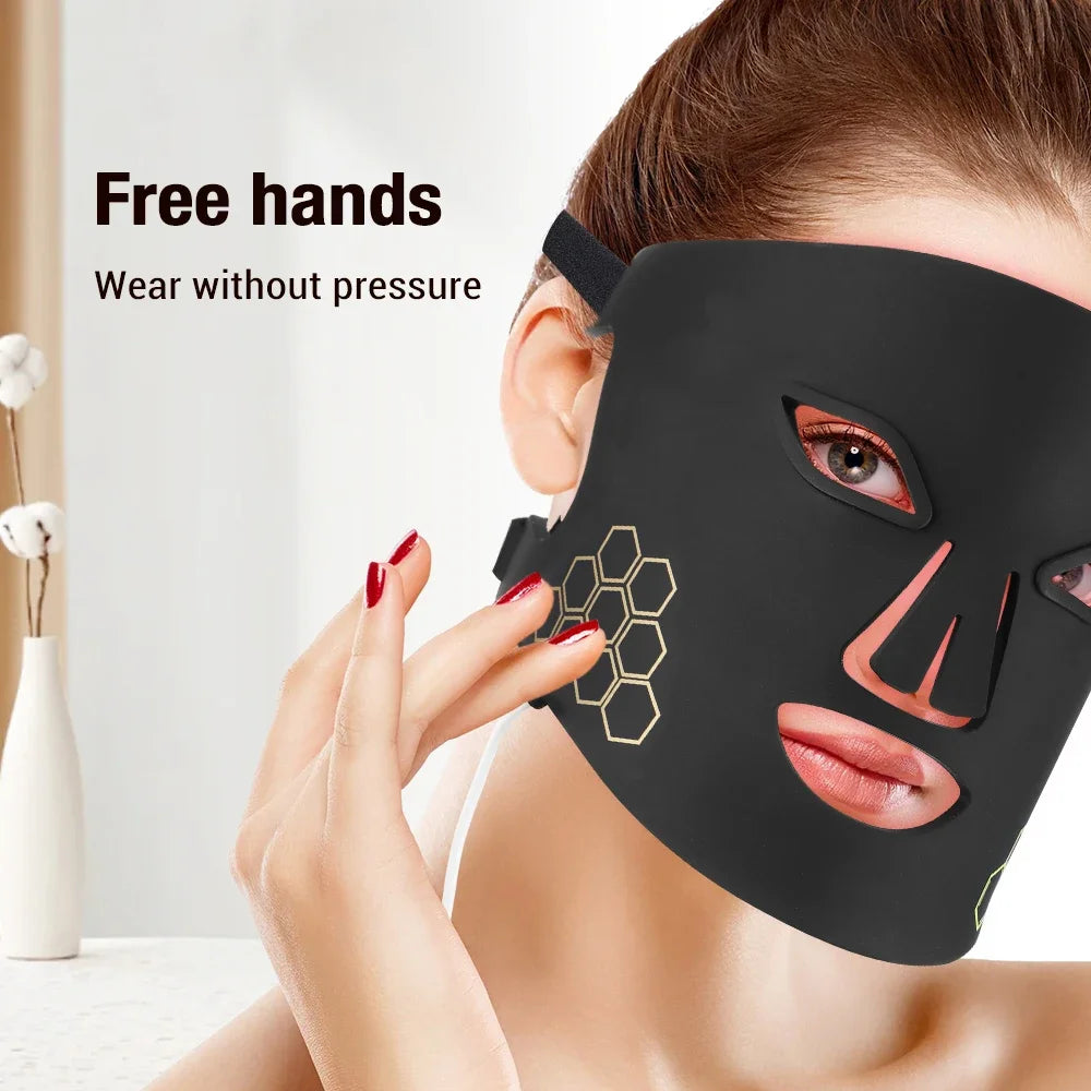 Silicone Photon Therapy Mask - 4-Color LED Light Treatment for Rejuvenation & Anti-Aging