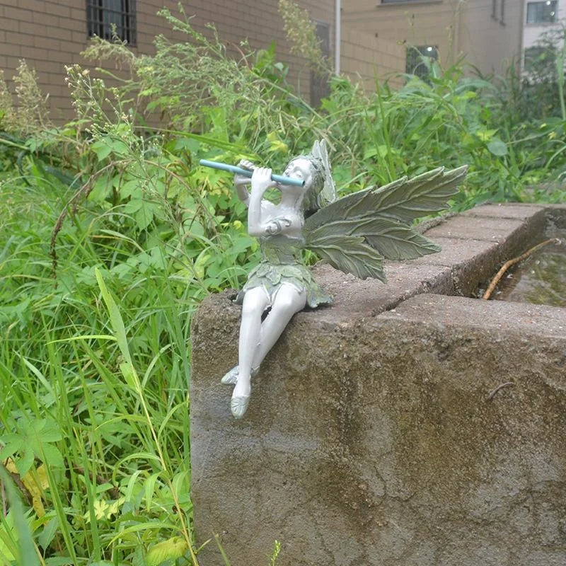 Enchanted Flute Fairy Statue - Pastoral Resin Garden Sculpture