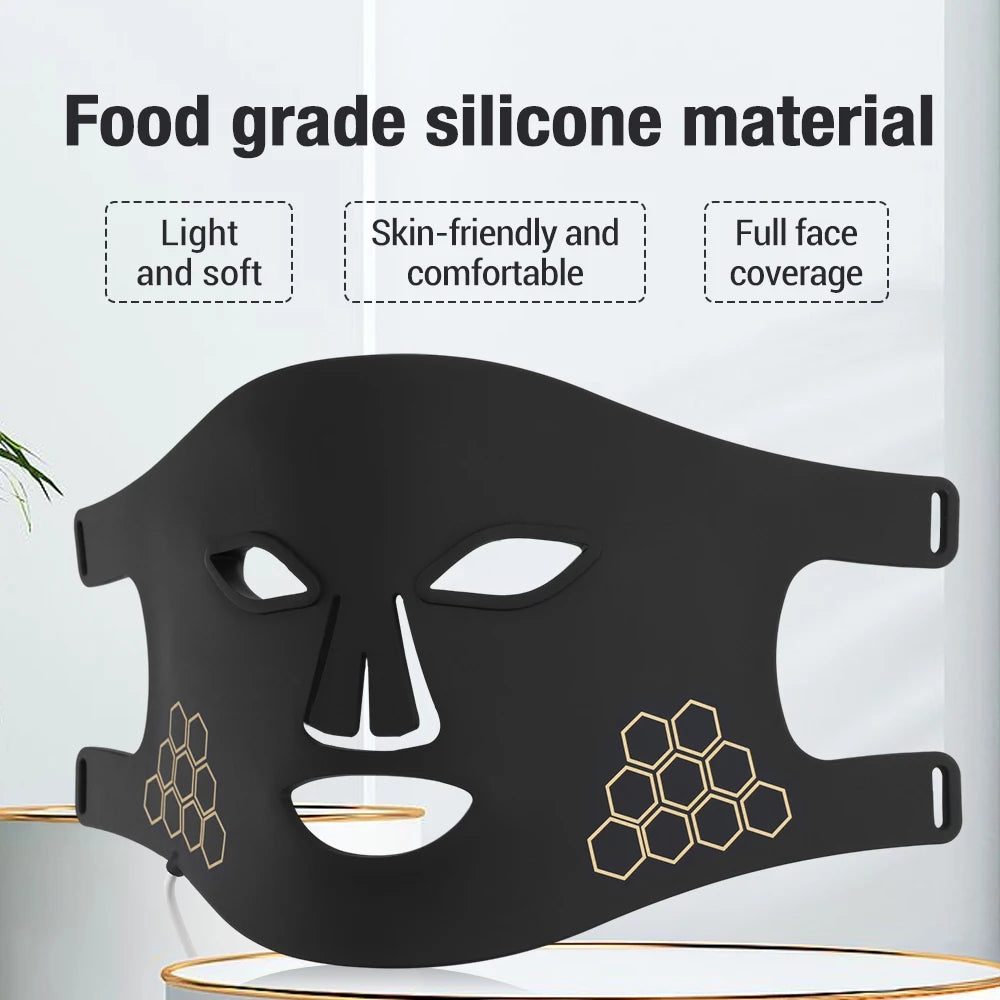 Silicone Photon Therapy Mask - 4-Color LED Light Treatment for Rejuvenation & Anti-Aging