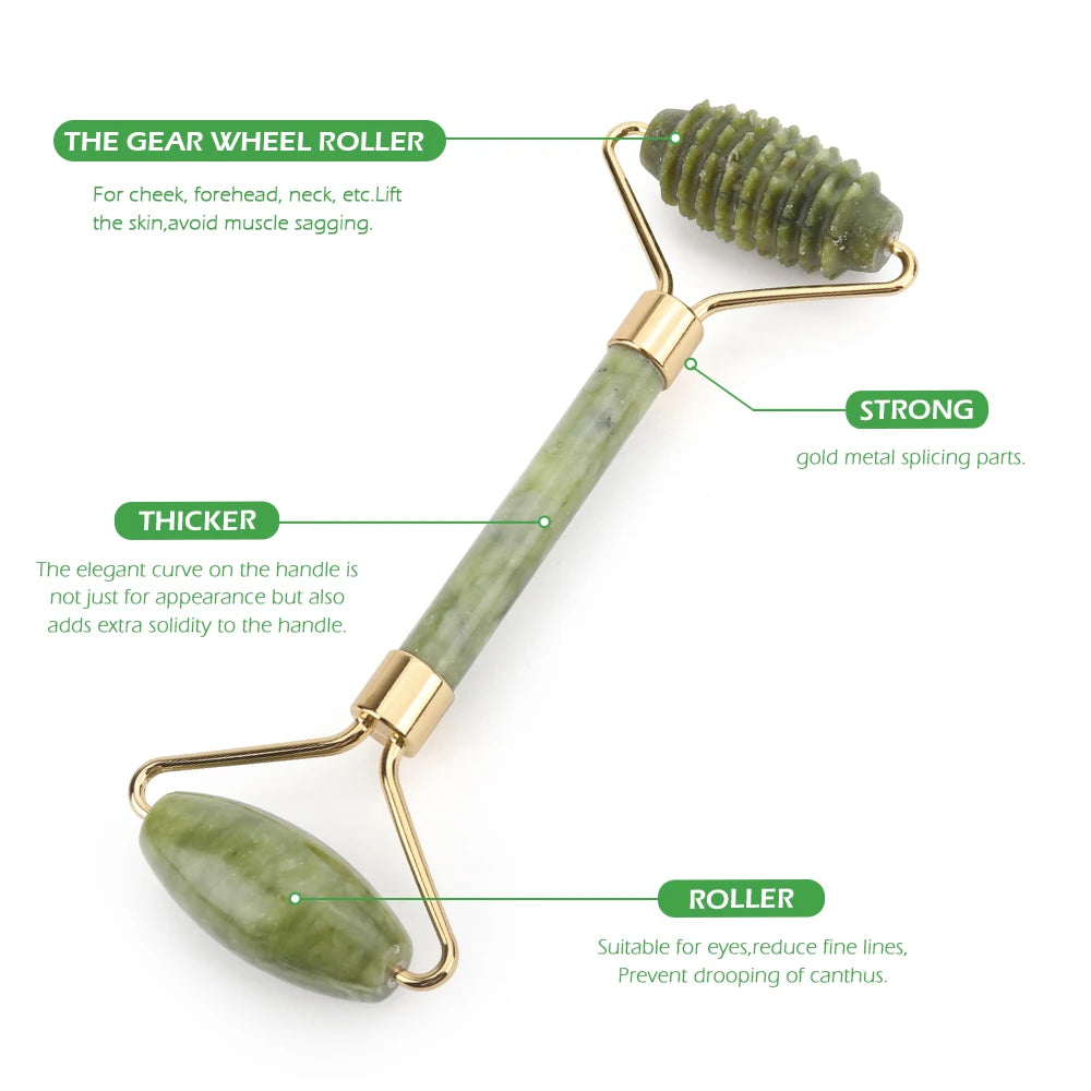 Xiuyan Jade Roller & Gua Sha Set - Natural Beauty Massager for Skin Rejuvenation