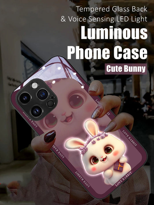 Bright Bunny LED Case - Luminous Tempered Glass Cover for iPhone