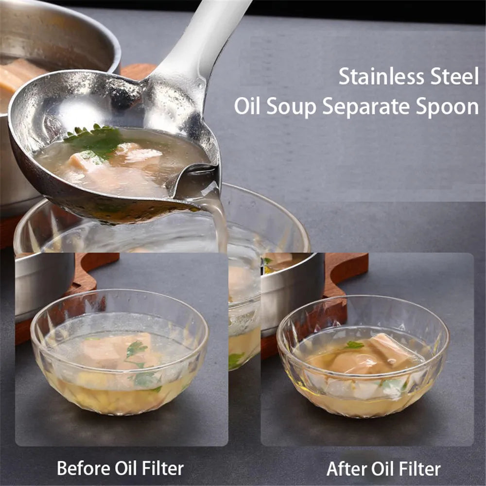 PGY Stainless Steel Soup Fat Separator Ladle - Premium 304 Grade, Multi-Functional Kitchen Tool