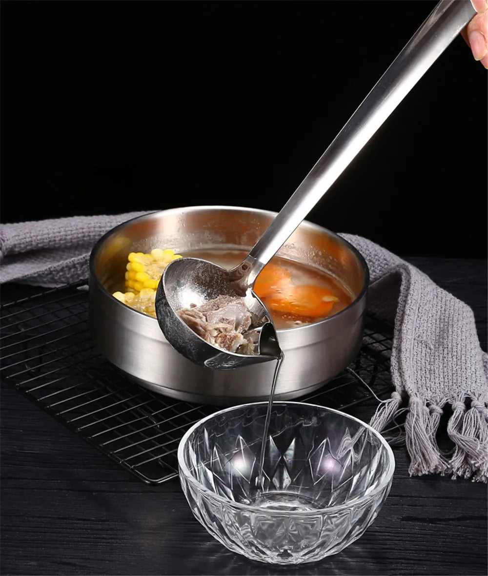 PGY Stainless Steel Soup Fat Separator Ladle - Premium 304 Grade, Multi-Functional Kitchen Tool