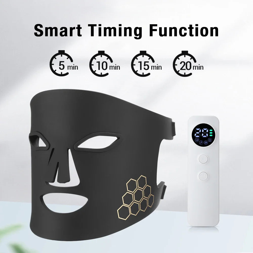 Silicone Photon Therapy Mask - 4-Color LED Light Treatment for Rejuvenation & Anti-Aging