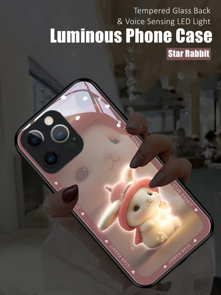 Cute Rabbit LED Light Up Phone Case for iPhone - Luminous & Protective