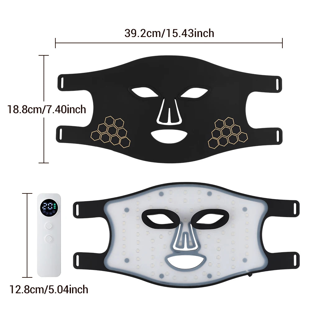 Silicone Photon Therapy Mask - 4-Color LED Light Treatment for Rejuvenation & Anti-Aging