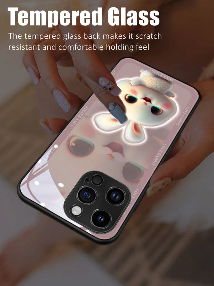 Bright Bunny LED Case - Luminous Tempered Glass Cover for iPhone