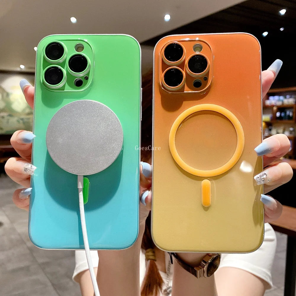 Elegant LED Glow Magnetic Case for iPhone: Wireless Charging Compatible