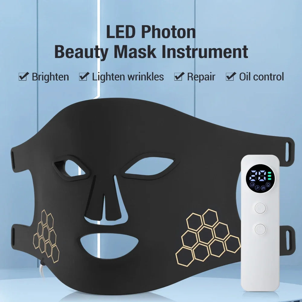 Silicone Photon Therapy Mask - 4-Color LED Light Treatment for Rejuvenation & Anti-Aging