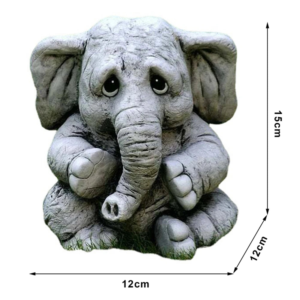 Charmingly Sad Elephant Statue - Resin Garden and Home Decor