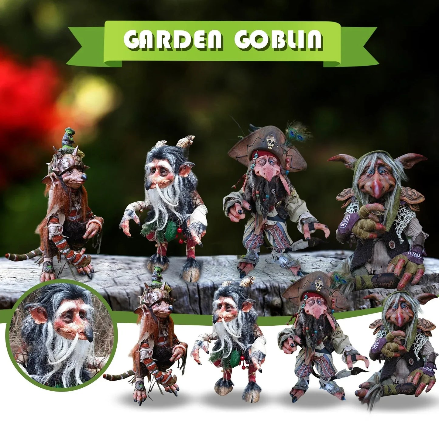 Enchanted Forest Gnomes Collection - Retro Garden Goblins: Eddie, Scrudge, Tÿccup and Krampus