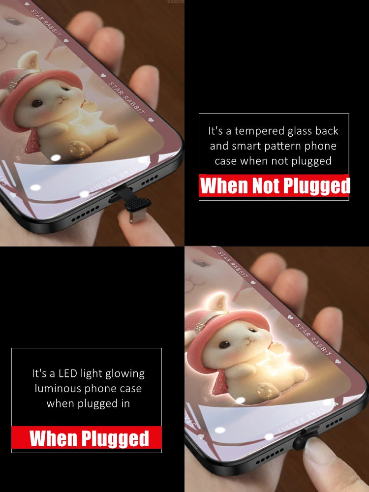 Cute Rabbit LED Light Up Phone Case for iPhone - Luminous & Protective