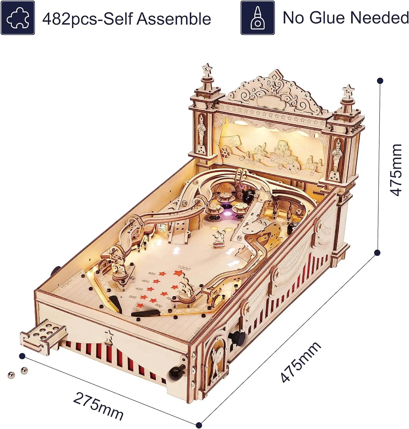 Rokr 3D Wooden Puzzle Pinball Machine - Interactive Building Kit