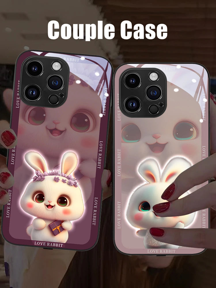Bright Bunny LED Case - Luminous Tempered Glass Cover for iPhone