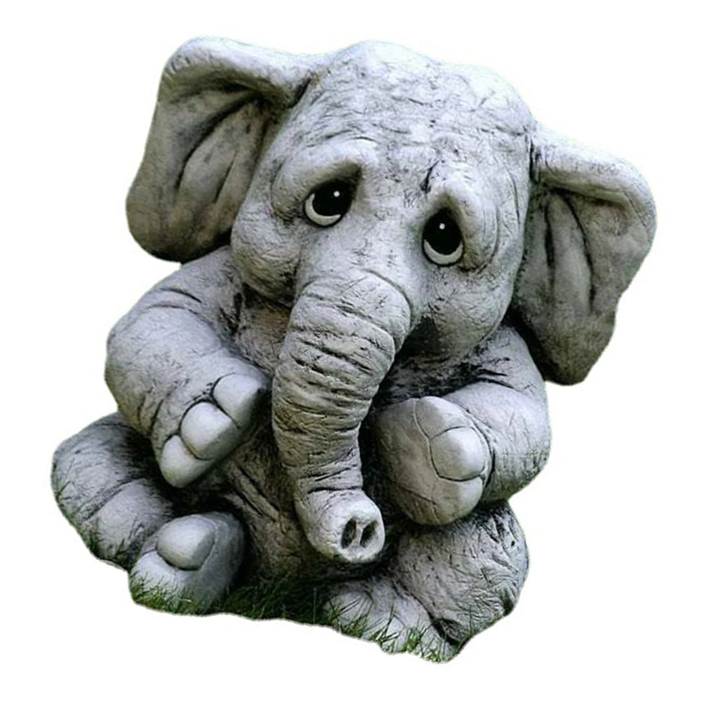 Charmingly Sad Elephant Statue - Resin Garden and Home Decor