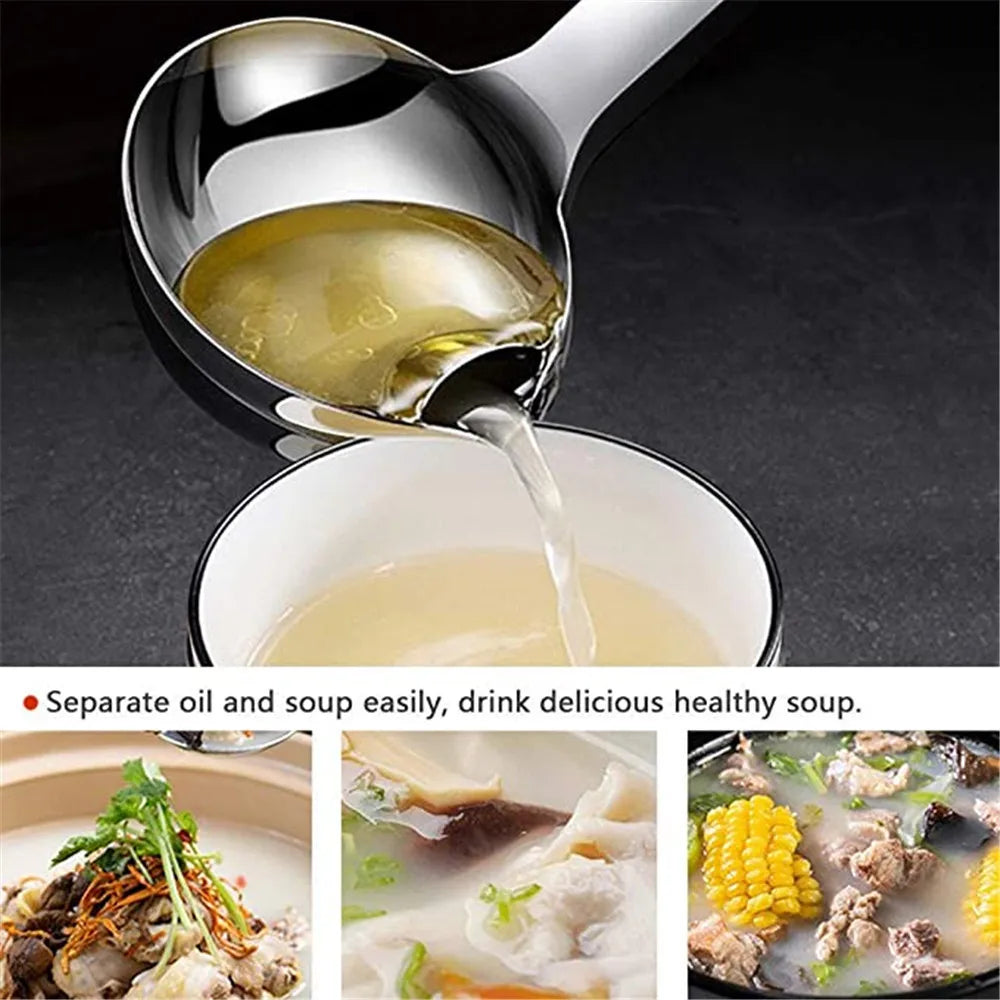 PGY Stainless Steel Soup Fat Separator Ladle - Premium 304 Grade, Multi-Functional Kitchen Tool
