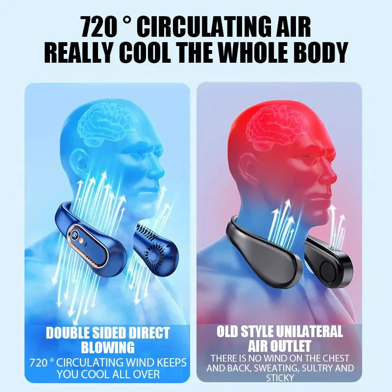 Bladeless Neck Fan 2024 – USB Rechargeable, Lightweight Multi-Speed Air Cooler