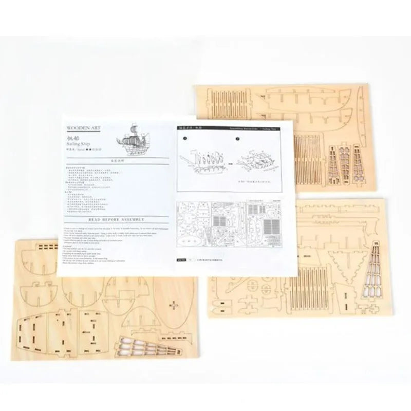 Maritime Explorer 3D Sailboat Wooden Puzzle Kit - Eco-Friendly DIY Craft