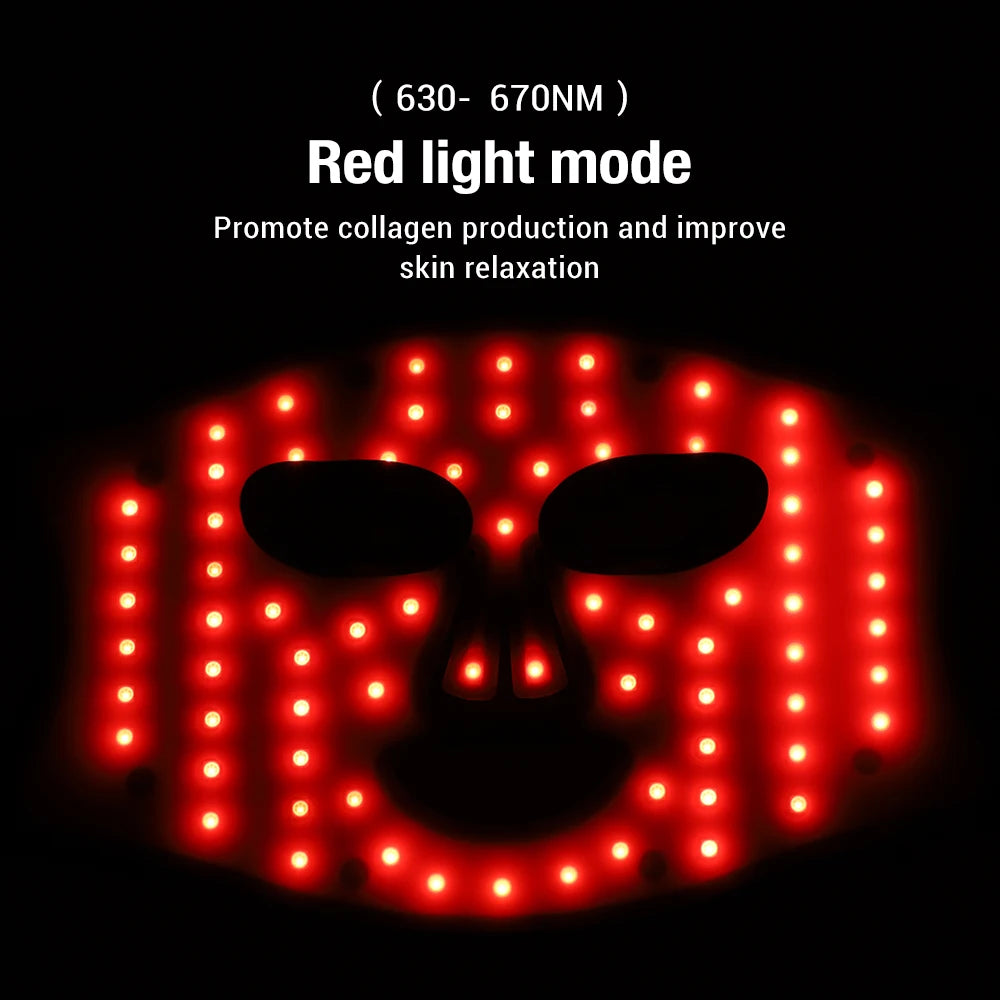 Silicone Photon Therapy Mask - 4-Color LED Light Treatment for Rejuvenation & Anti-Aging