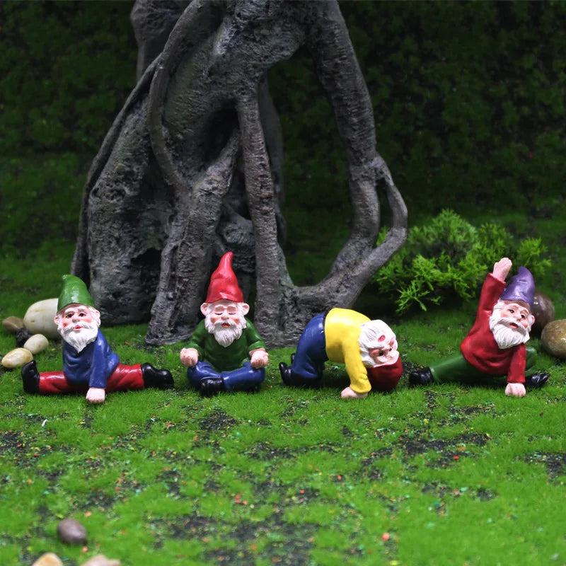 Enchanted Mini Yoga Gnomes Collection - Whimsical Garden Decor Statues