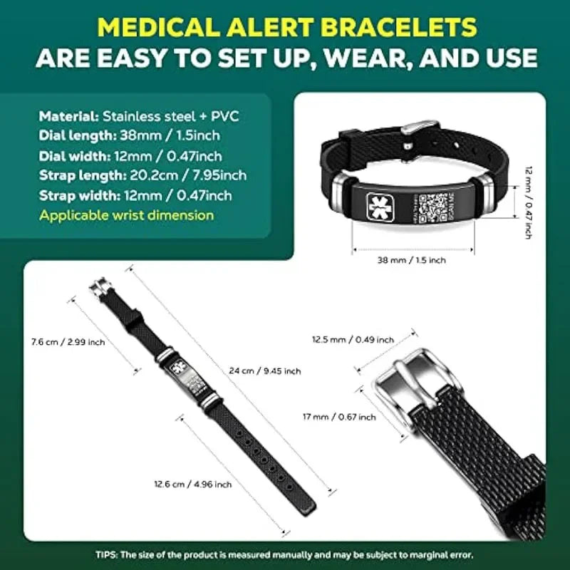 Intelligent Upgraded Medical Alert Bracelet with QR Code - Durable & Stylish