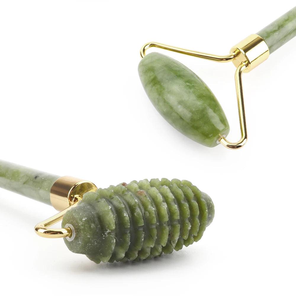 Xiuyan Jade Roller & Gua Sha Set - Natural Beauty Massager for Skin Rejuvenation