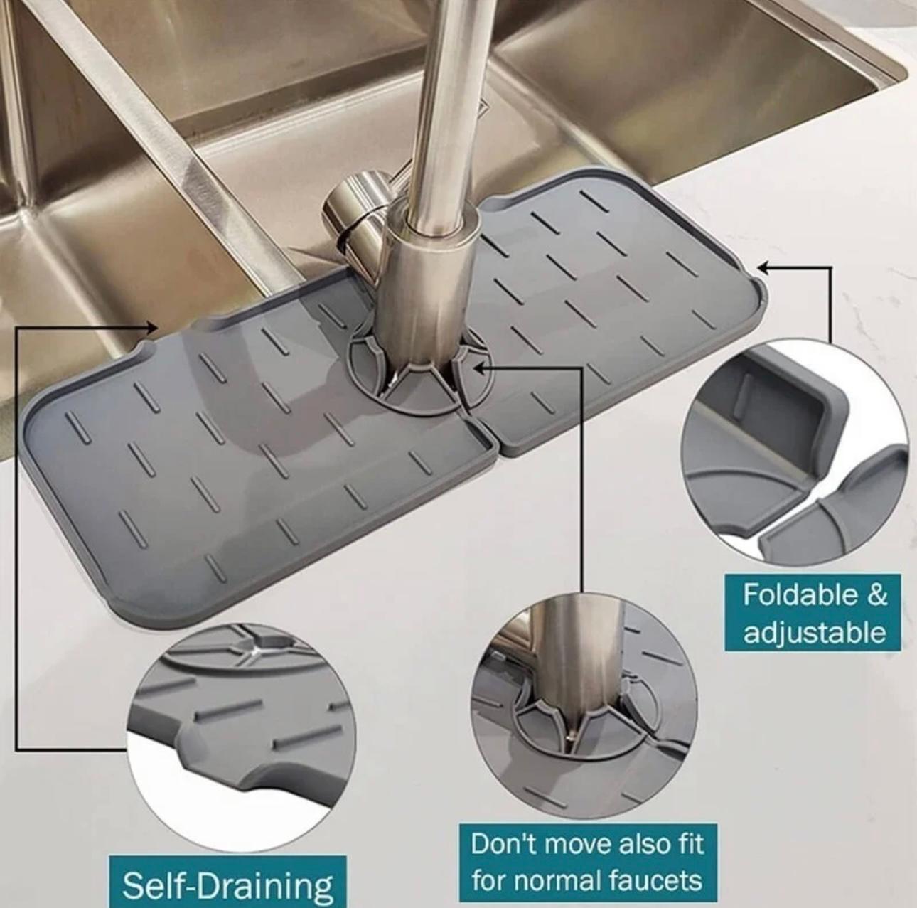 Silicone Splash Guard & Organizer Mat for Faucets – Hygienic, Non-Slip