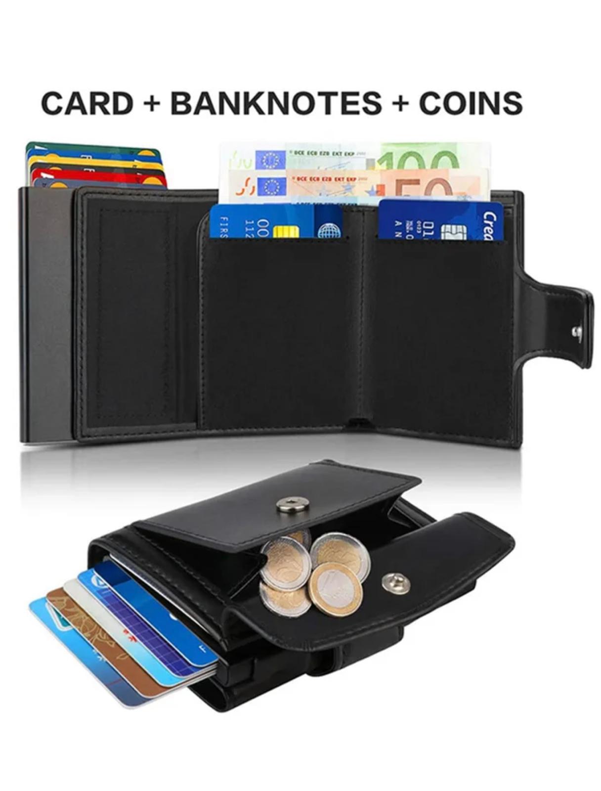 Tri-Fold Aluminum Smart Wallet with RFID & Pop-Up Card Feature
