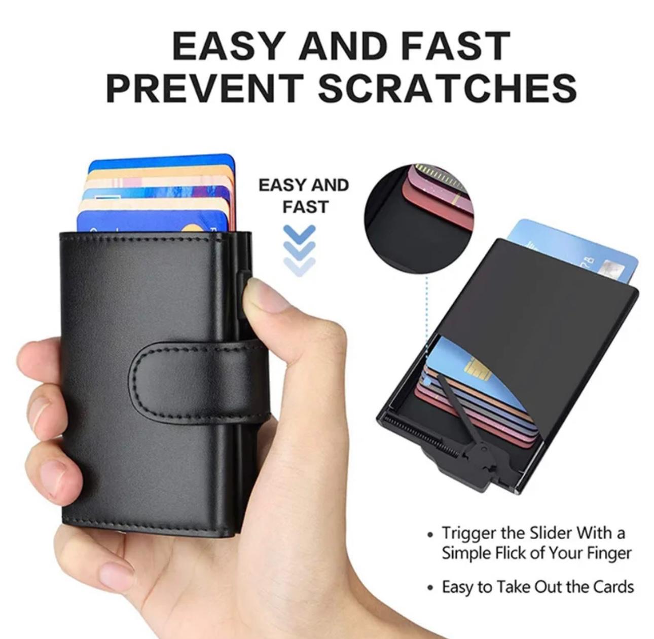 Tri-Fold Aluminum Smart Wallet with RFID & Pop-Up Card Feature