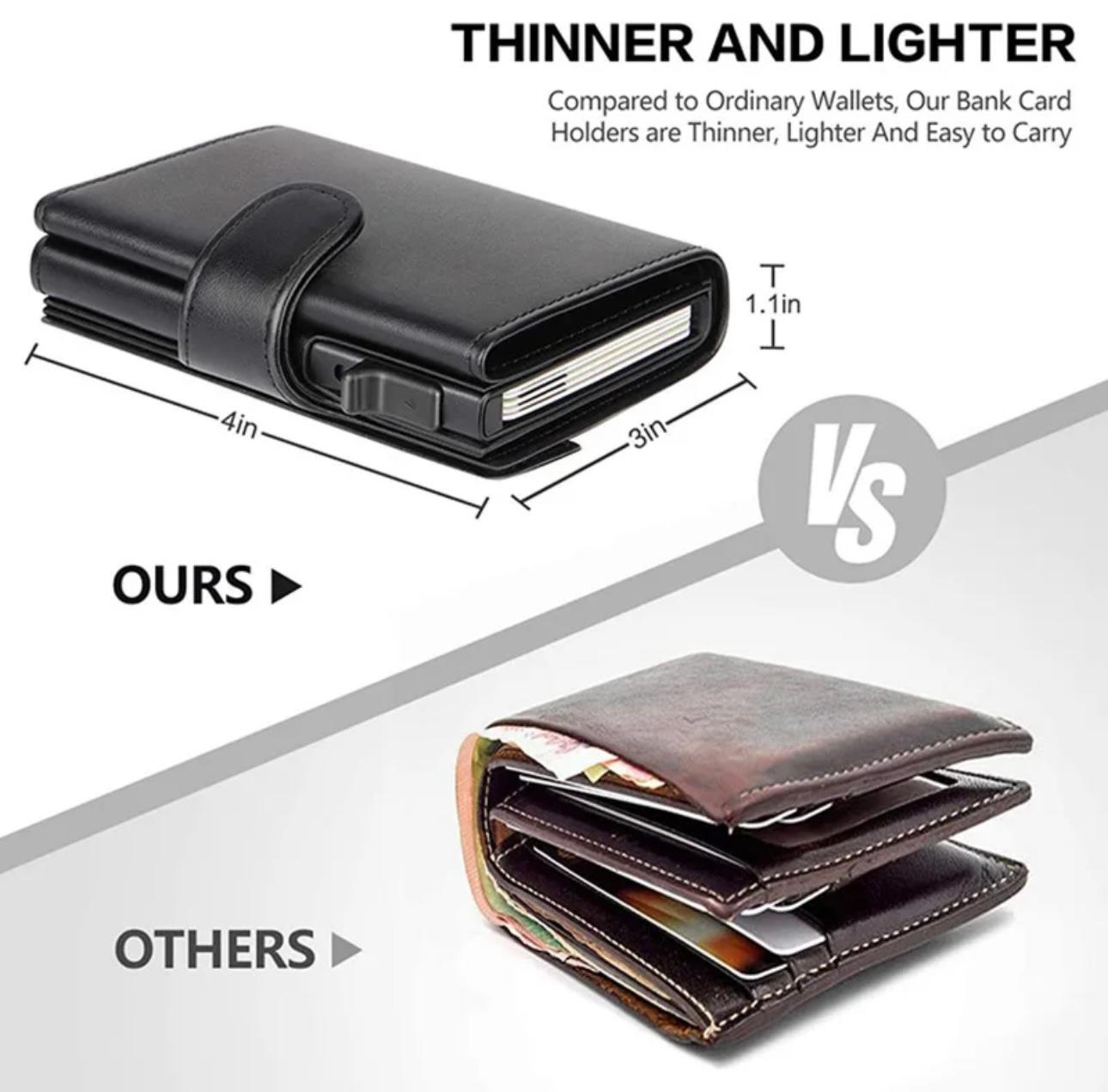Tri-Fold Aluminum Smart Wallet with RFID & Pop-Up Card Feature