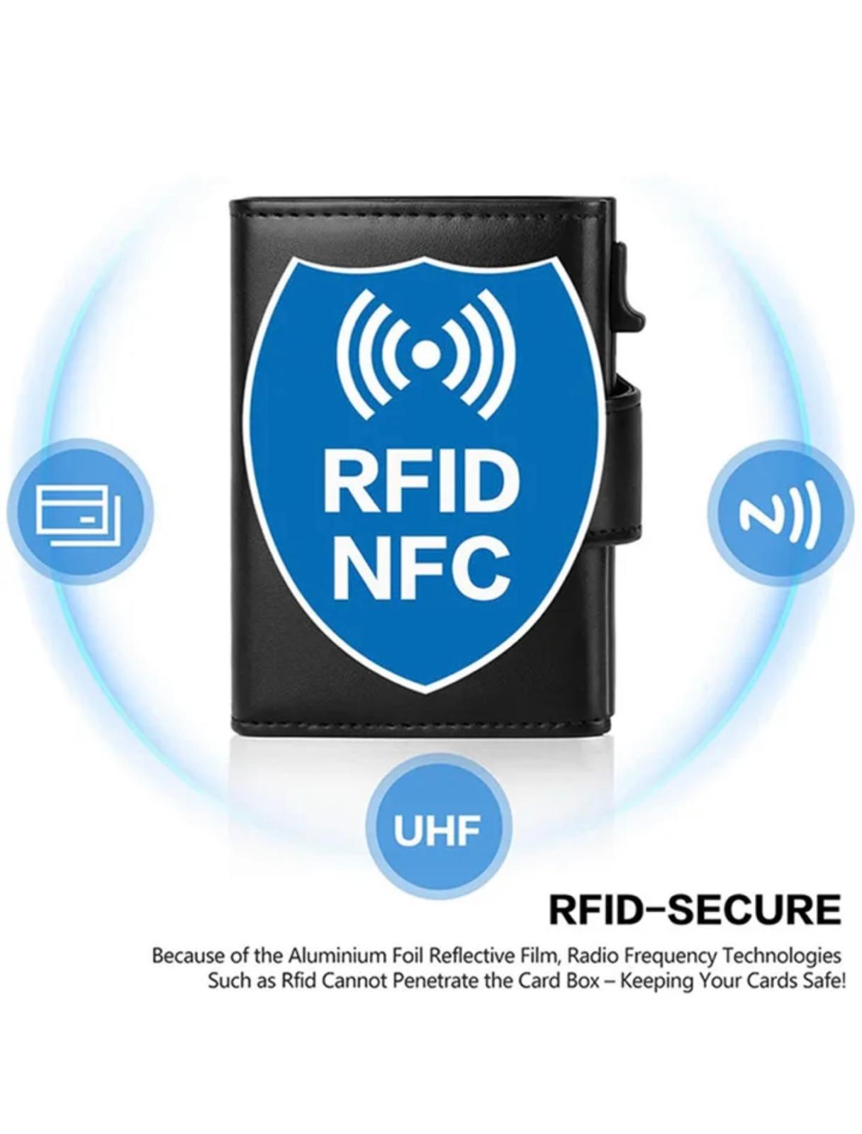 Tri-Fold Aluminum Smart Wallet with RFID & Pop-Up Card Feature