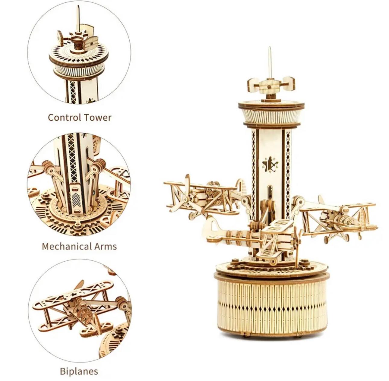 Airplane Control Tower 3D Puzzle Kit - Interactive Aviation Model