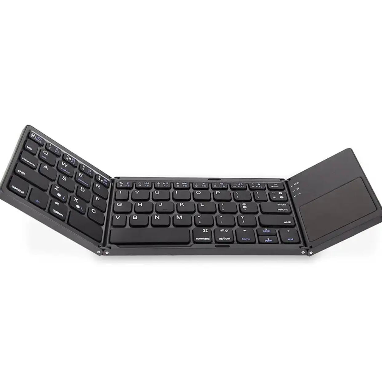Ultra-Portable Folding Keyboard with Built-In Touch Mouse - Wireless, Compact Design