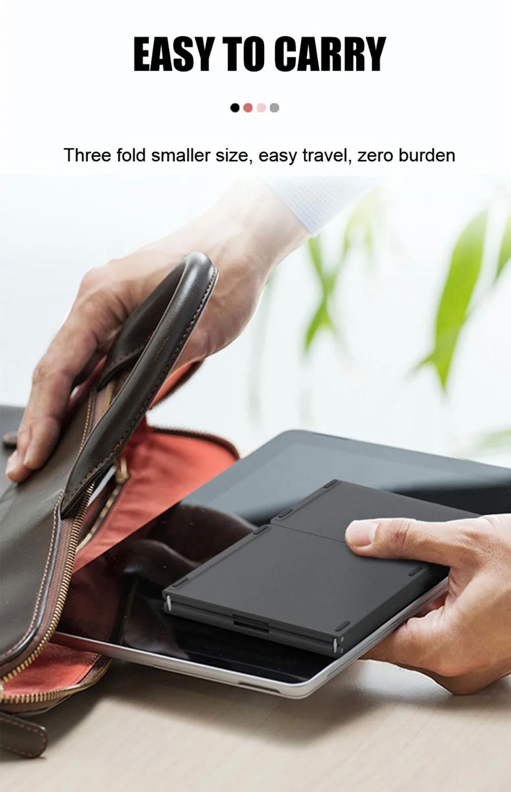 Ultra-Portable Folding Keyboard with Built-In Touch Mouse - Wireless, Compact Design