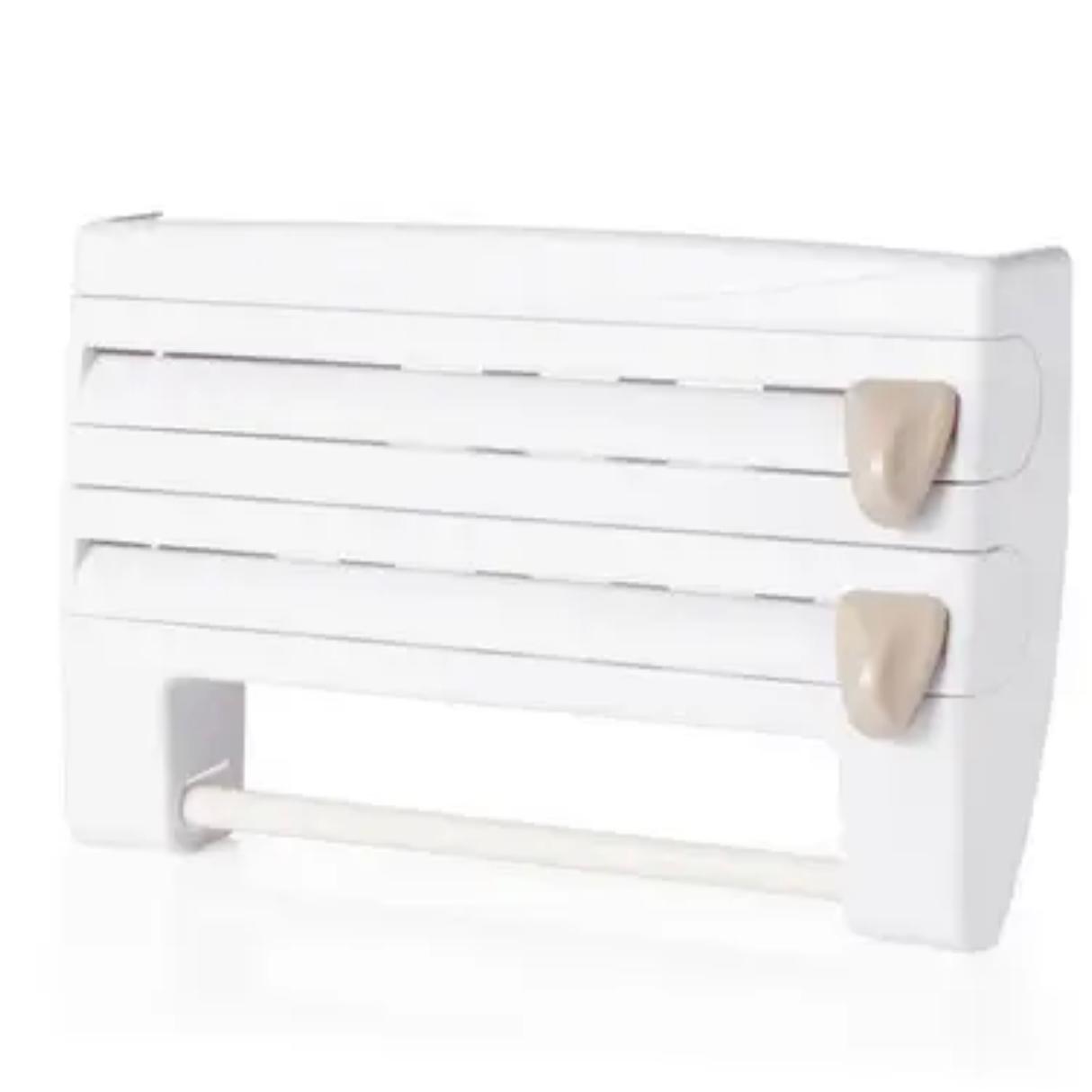 All-in-One Kitchen Wrap Organizer with Precision Cutter - Space-Saving Storage Solution