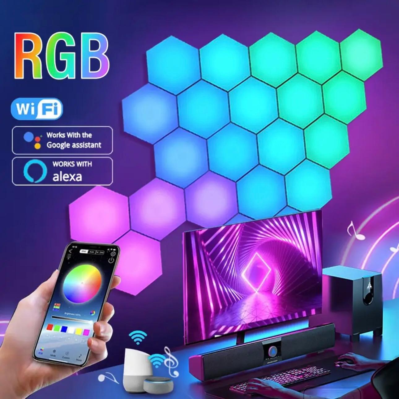 Modular Hexagon RGB LED Wall Lamp - Customizable Smart Lighting