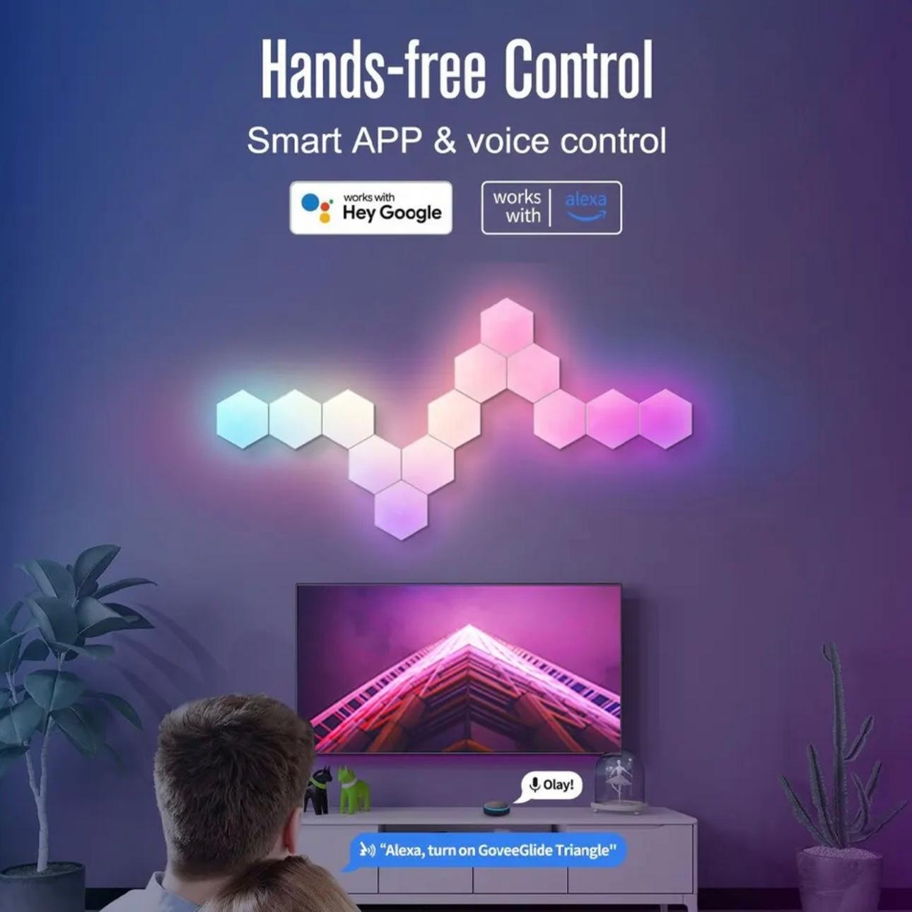 Modular Hexagon RGB LED Wall Lamp - Customizable Smart Lighting